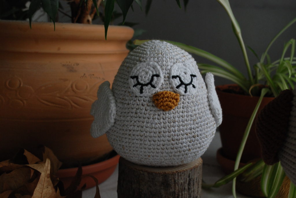 Eyes and beak crochet owl