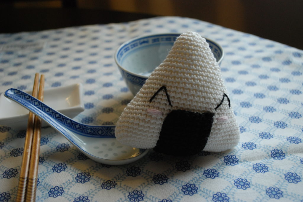 Finished crocheted onigiri