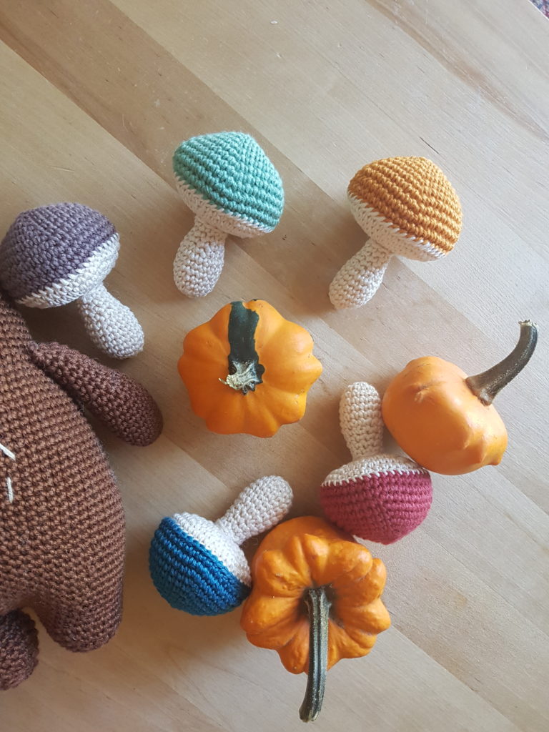 Amigurumi crochet mushrooms