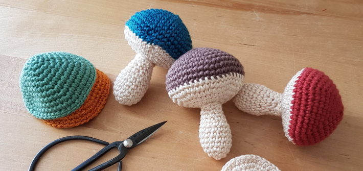 Amigurumi mushrooms